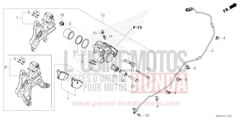 ETRIER DE FREIN ARRIERE de Africa Twin Méca MAT BALLISTIC BLACK METALLIC (NHA86) de 2021